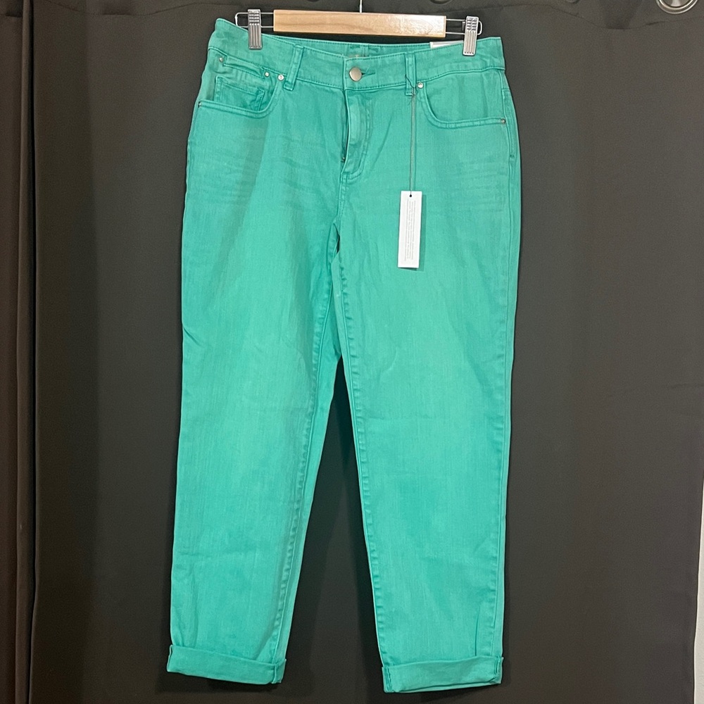 Platinum Chico's Women’s Green Straight-Leg Boyfriend Jeans